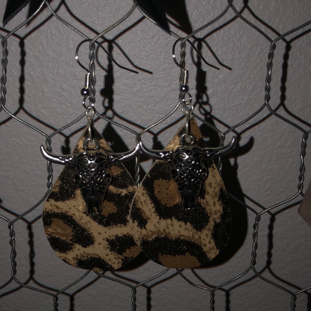 Leopard Cattle Leather Earrings